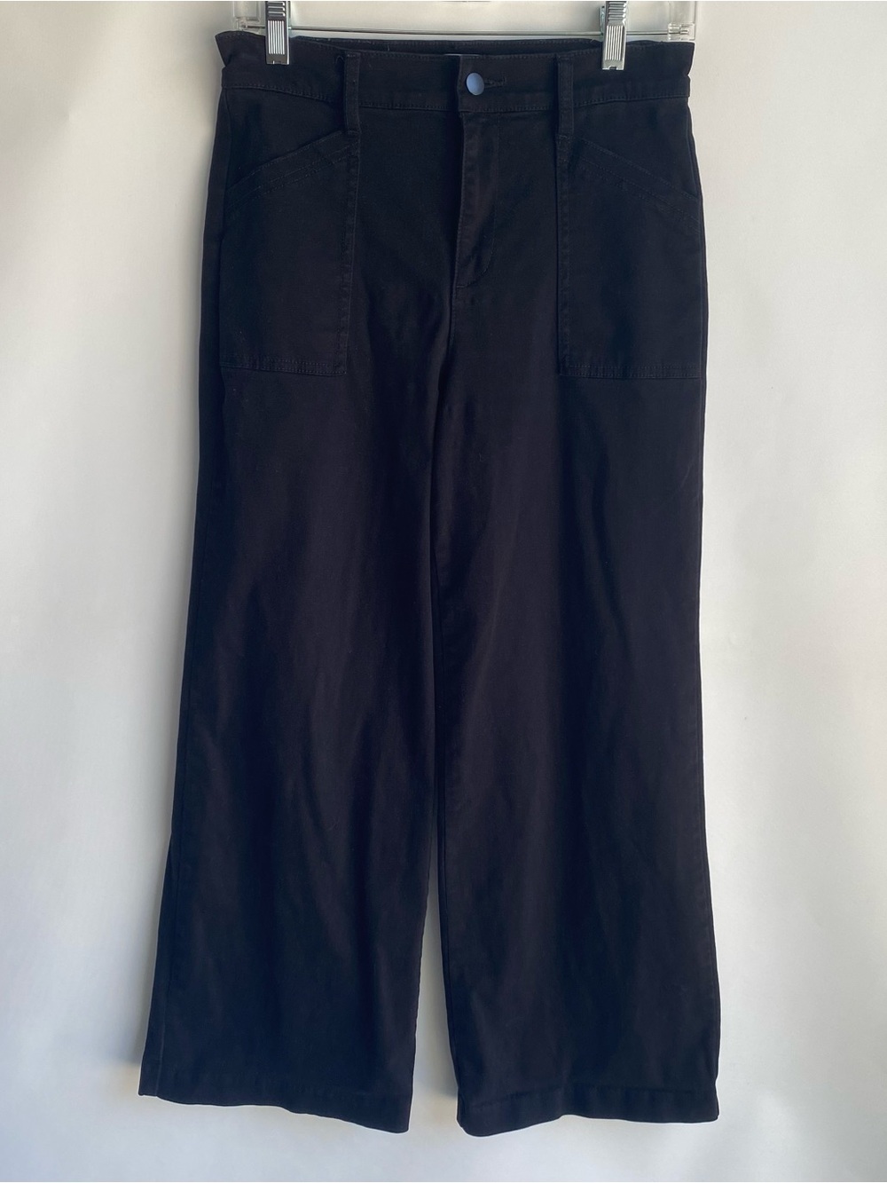 Evereve black cotton stretch wide leg ankle length pants Classic 27
